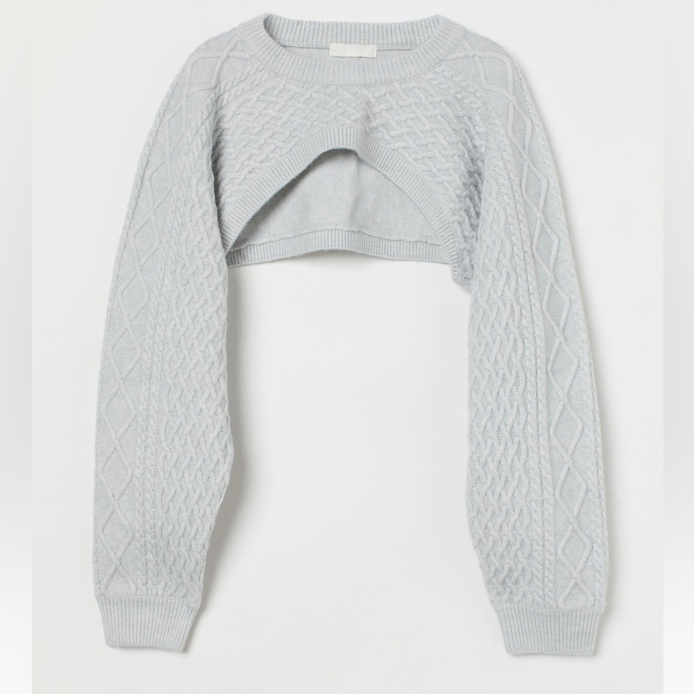 H&M Cable Knit Extra Short Sweater Shrug Bolero Completely New With Tags